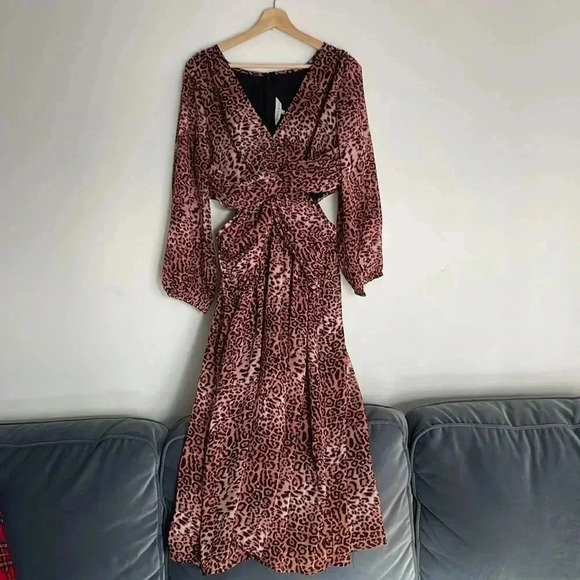 Anthropologie |  RANNA GILL Cut Out Midi Dress in Brown Motif - Picture 6 of 6